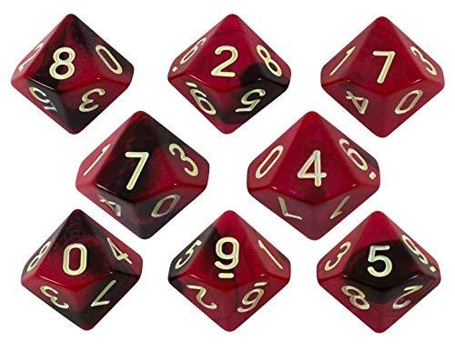 'Blood God' Red and Brown 8 D10 Dice Set