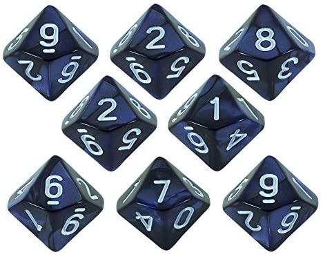 Blue Pearl Dice - 8 D10 Set - 'Nightfall'