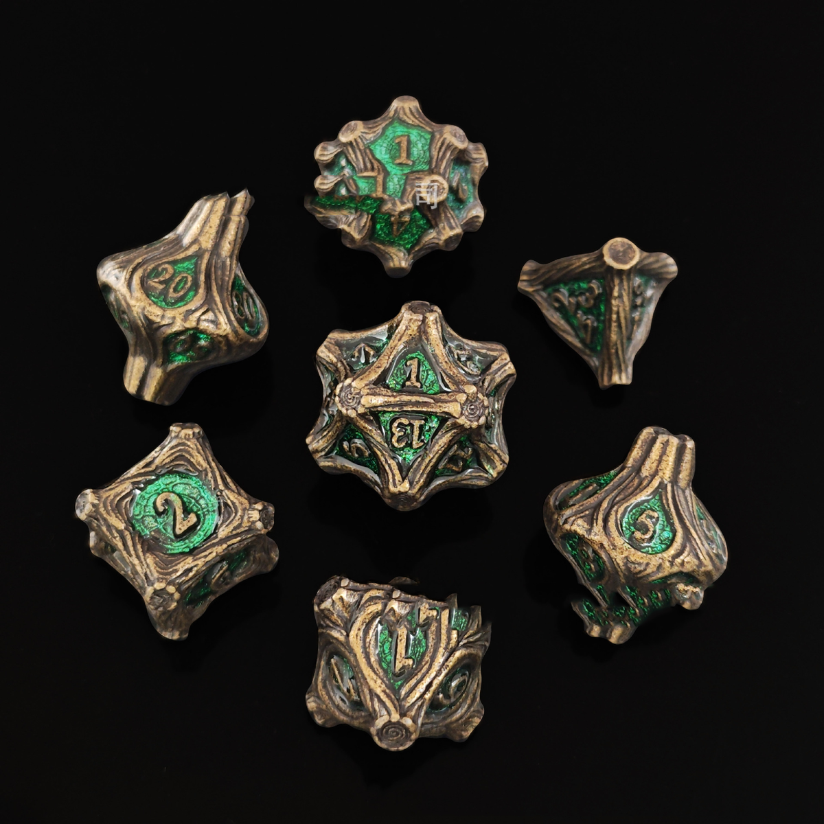 Geometric Mechanical Metal Solid Dice 7-Piece Set DND Dungeons & Dragons Polyhedral Dice TRPG Board Game Accessories