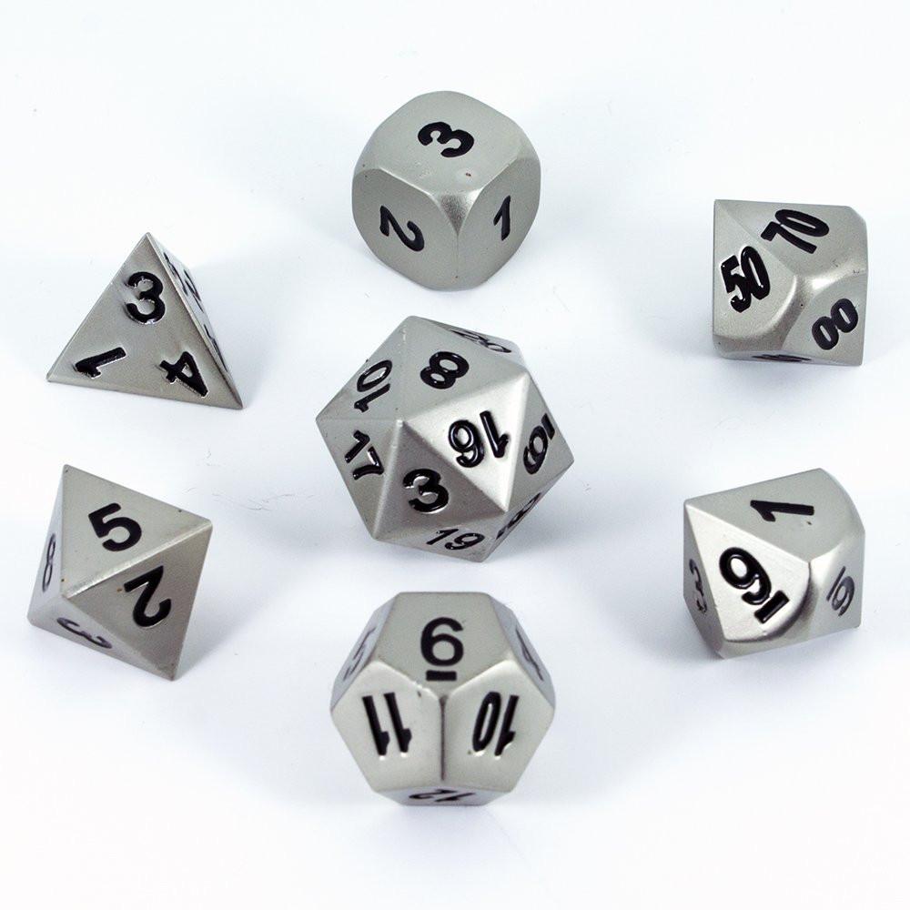 Paladin Roleplaying Antique Silver Metal Dice Set, In Presentation Case