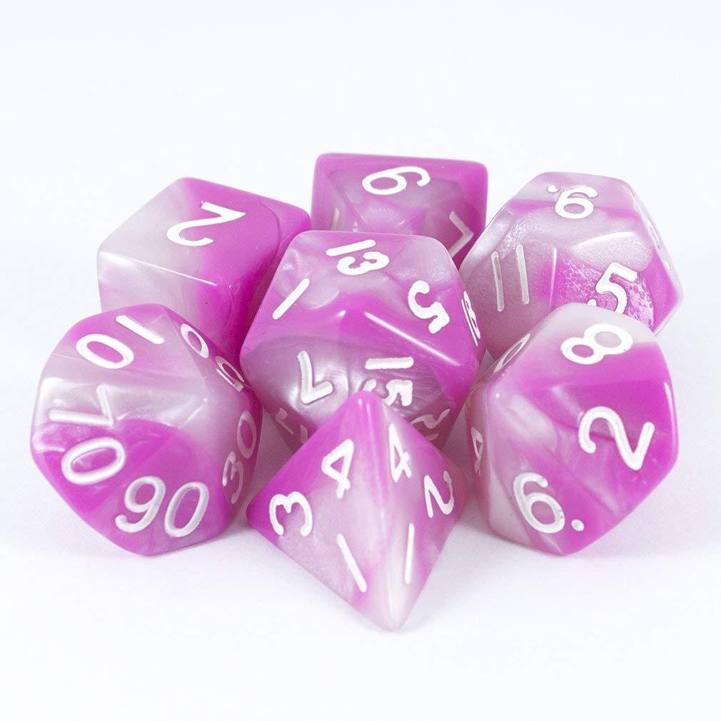 'Cherry Blossom' Pink and White Dice - RPG Dice Set