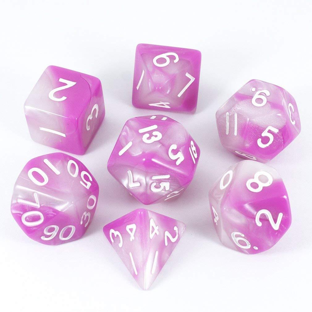 'Cherry Blossom' Pink and White Dice - RPG Dice Set