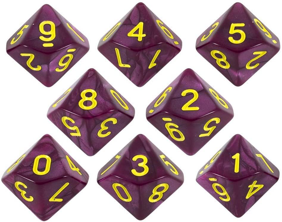 Purple Pearl Dice - 8 D10 Set - 'Plum'