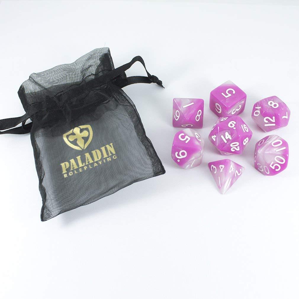 'Cherry Blossom' Pink and White Dice - RPG Dice Set