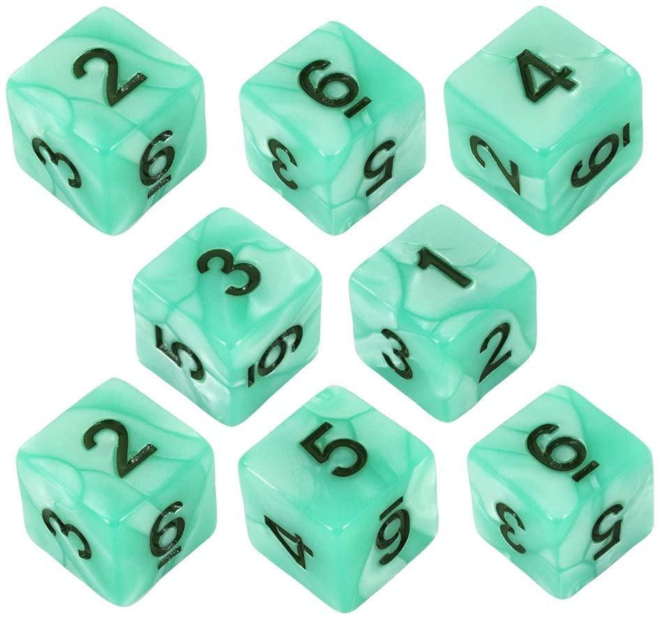 Turquoise Pearl Dice - 8D6 Set - 'Aqua'