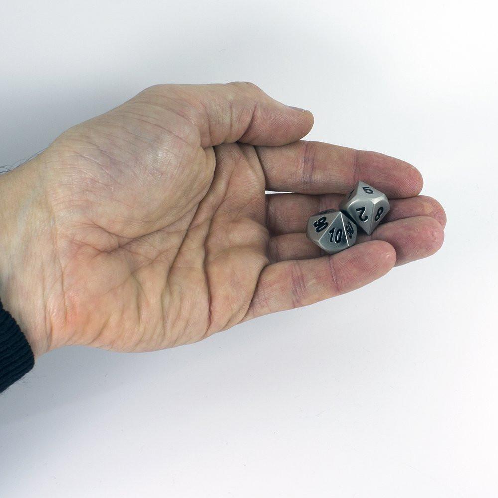 Paladin Roleplaying Antique Silver Metal Dice Set, In Presentation Case