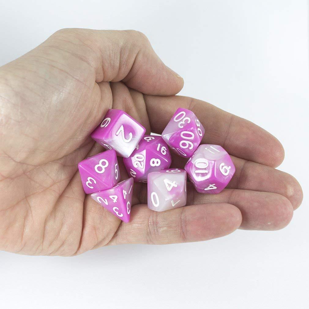 'Cherry Blossom' Pink and White Dice - RPG Dice Set