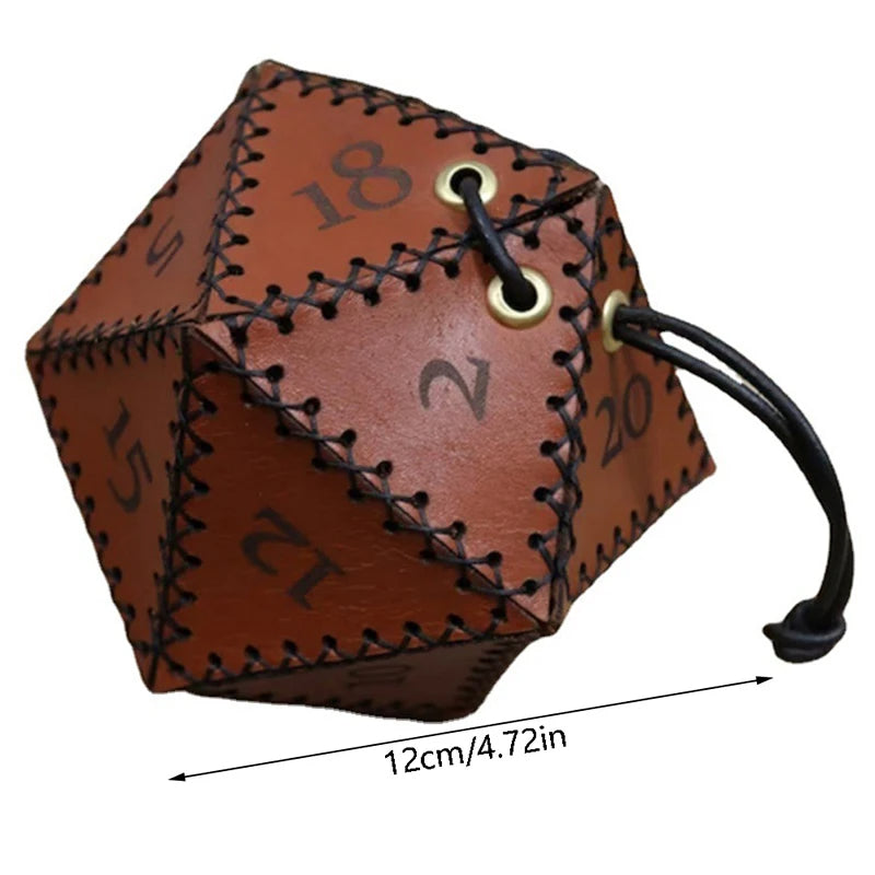 Leather D20 Drawstring Dice Bag