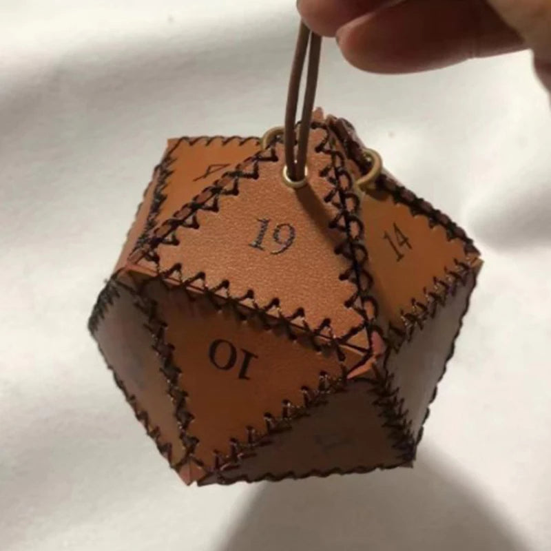 Leather D20 Drawstring Dice Bag