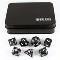 Black Metal Polyhedral Dice Set - In Presentation Case