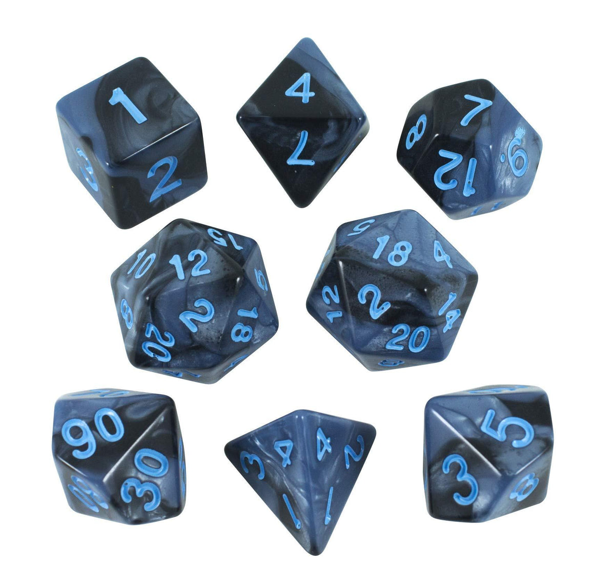 'Storm Lord' Grey and Blue Dice - Expanded Polyhedral Set With Extra D20