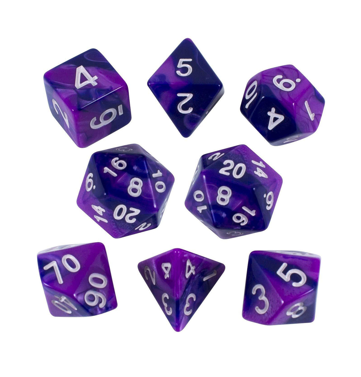 'Purple Worm' Purple and Indigo Dice - Expanded Polyhedral Set With Extra D20