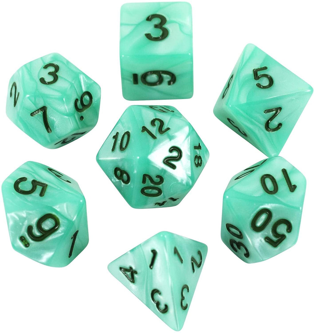 Turquoise Pearl RPG Dice - Full Polyhedral Set - 'Aqua'