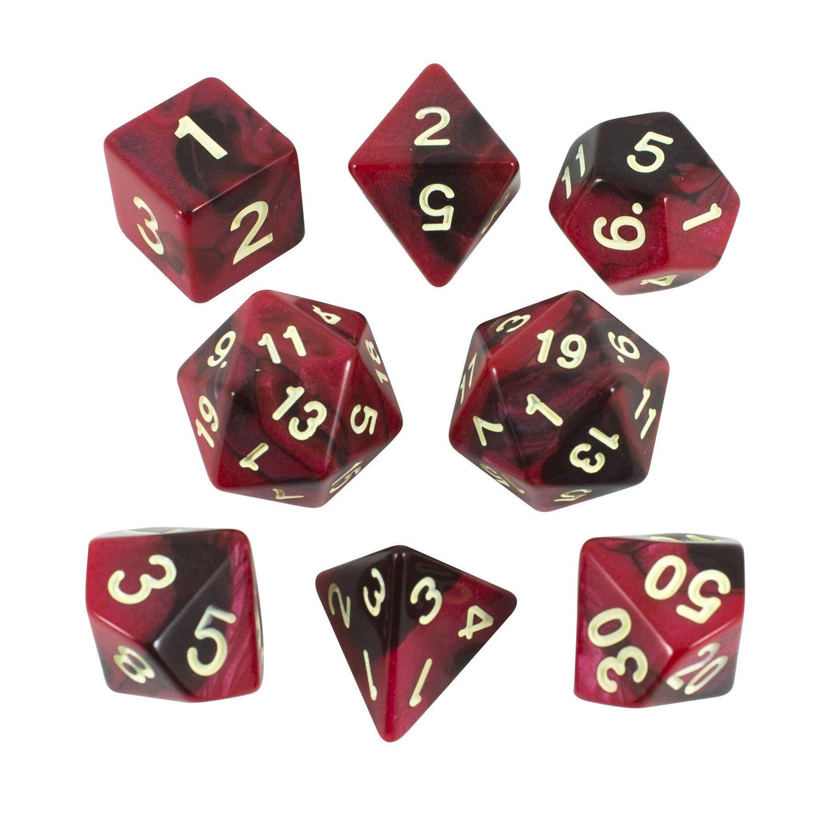 'Blood God' Red and Brown Dice - Expanded Polyhedral Set With Extra D20