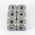 Solid Metal D6 Dice, Set Of Six, Silver Color