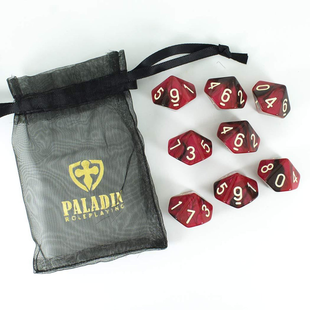 'Blood God' Red and Brown 8 D10 Dice Set