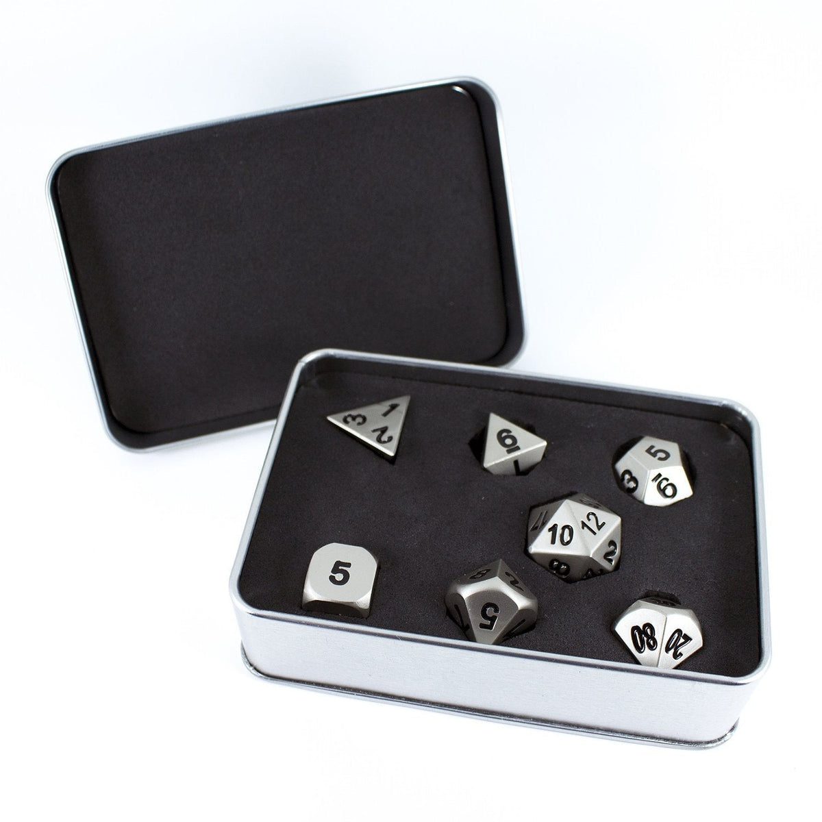 Paladin Roleplaying Antique Silver Metal Dice Set, In Presentation Case