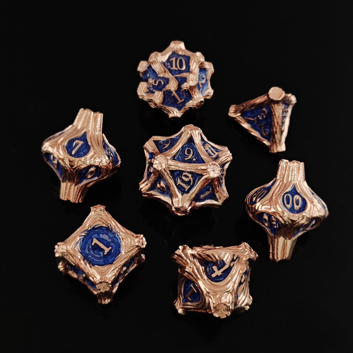 Geometric Mechanical Metal Solid Dice 7-Piece Set DND Dungeons & Dragons Polyhedral Dice TRPG Board Game Accessories