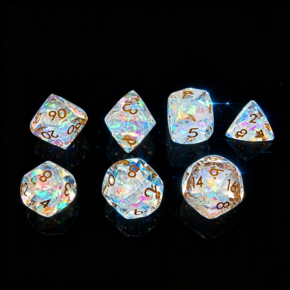 Crazy Cat Lady 7 piece dice set - Multiple colours available.
