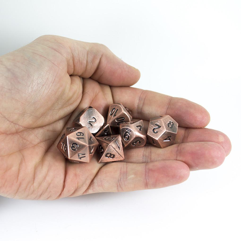 Antique Bronze Metal Dice Set, In Presentation Tin
