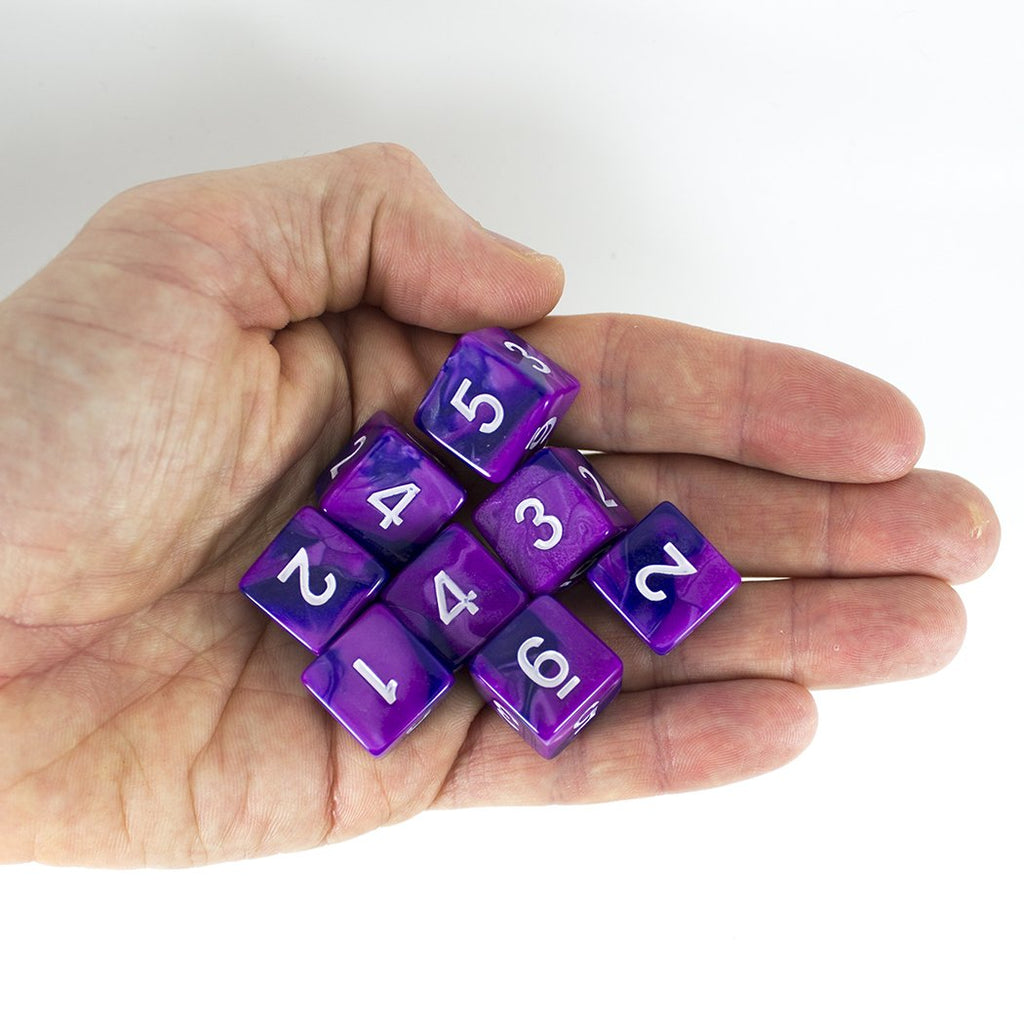'Purple Worm' Purple and Blue 8 D6 Dice Set