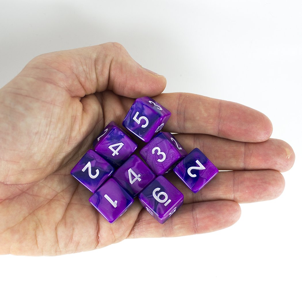 'Purple Worm' Purple and Blue 8 D6 Dice Set