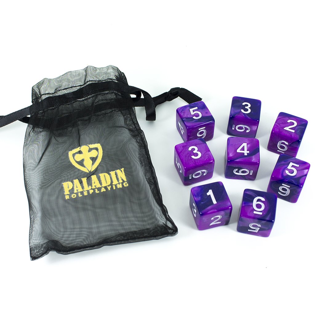 'Purple Worm' Purple and Blue 8 D6 Dice Set