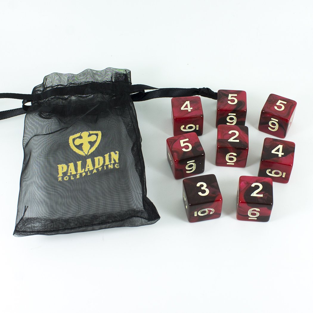 'Blood God' Red and Brown Marble 8 D6 Dice Set
