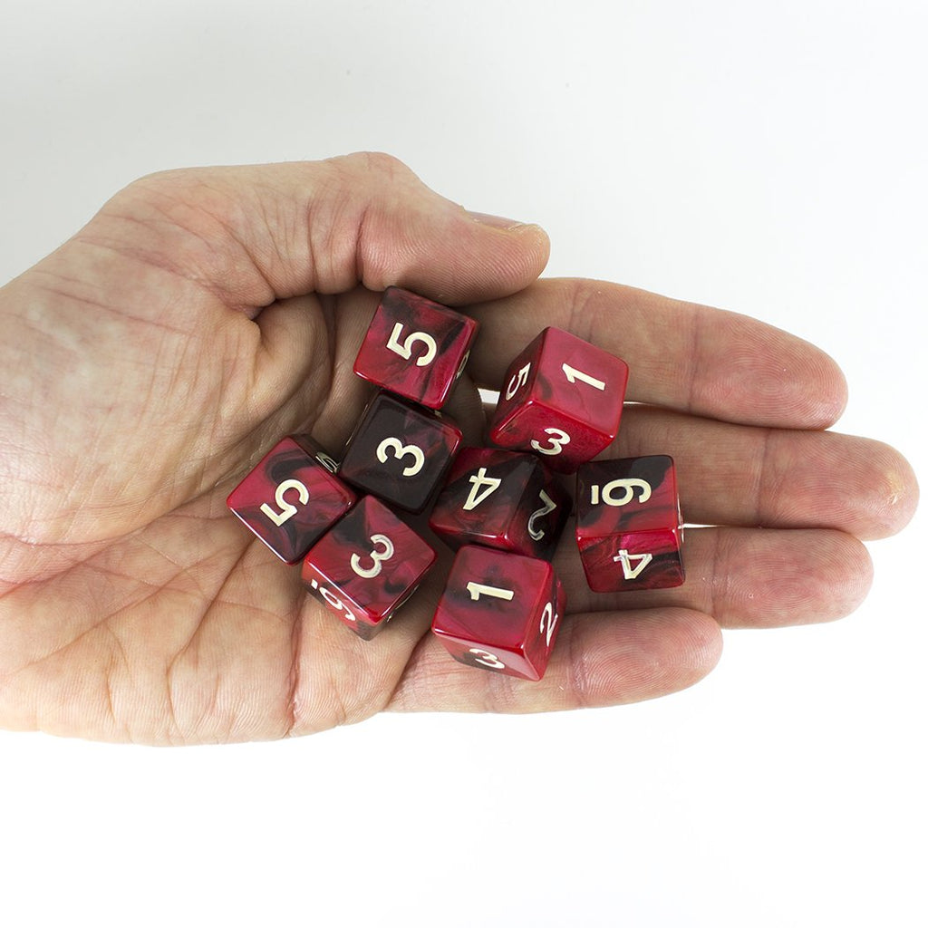 'Blood God' Red and Brown Marble 8 D6 Dice Set