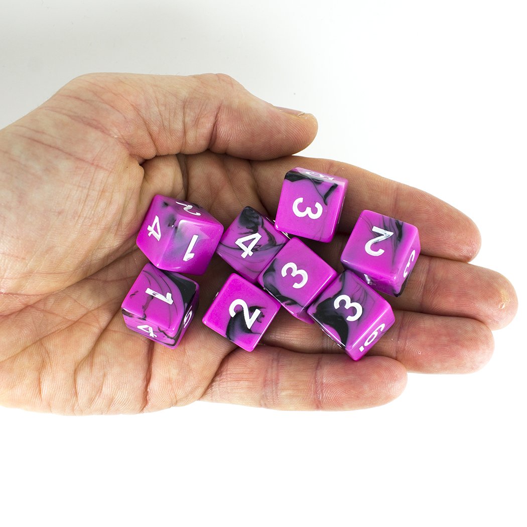 'Succubus' Pink and Black 8 D6 Dice Set