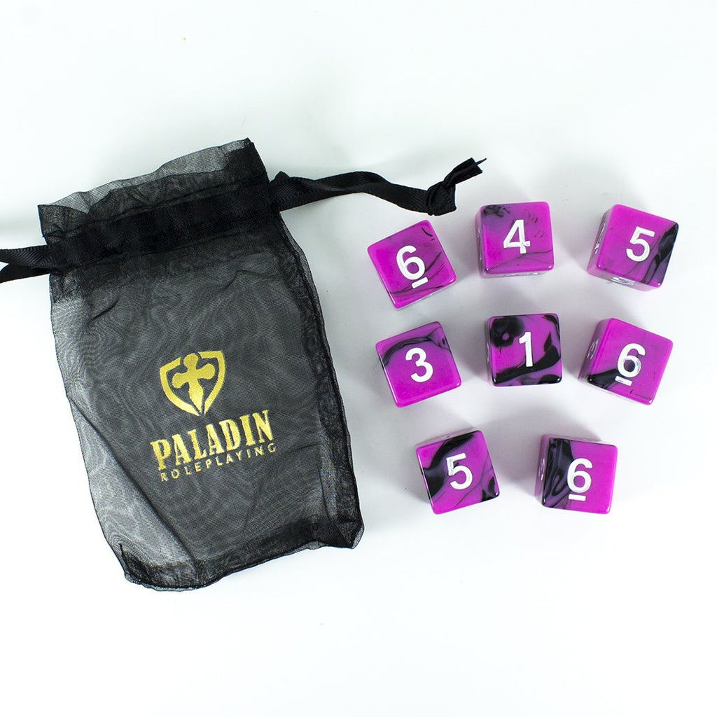 'Succubus' Pink and Black 8 D6 Dice Set