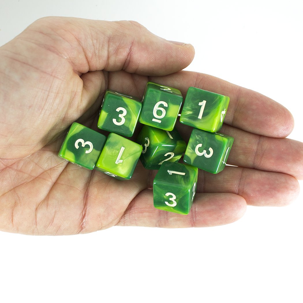 'Sylvan Glade' Marbled Green 8 D6 Dice Set