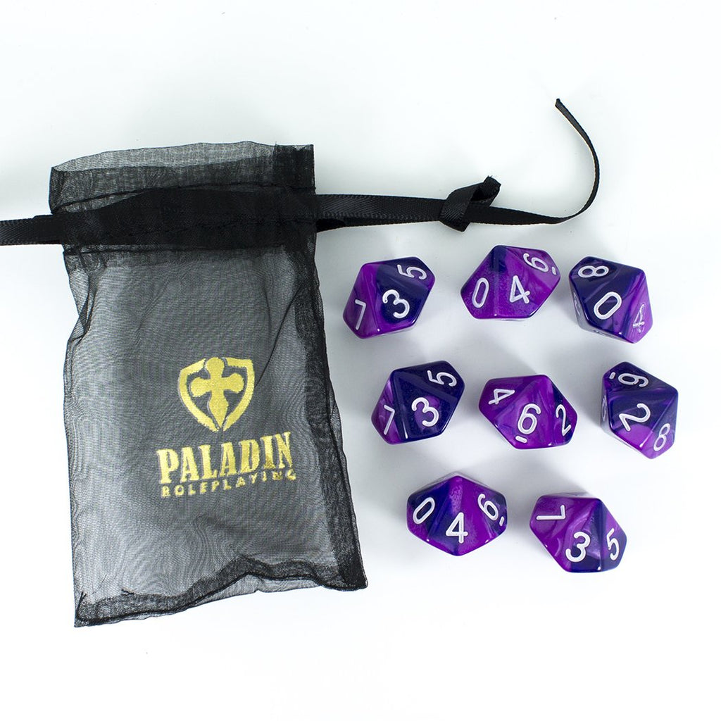 'Purple Worm' Purple and Blue 8 D10 Dice Set