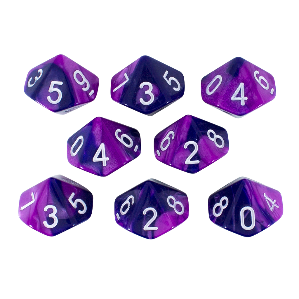 'Purple Worm' Purple and Blue 8 D10 Dice Set