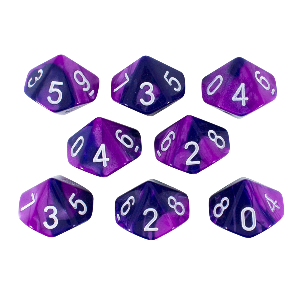 'Purple Worm' Purple and Blue 8 D10 Dice Set