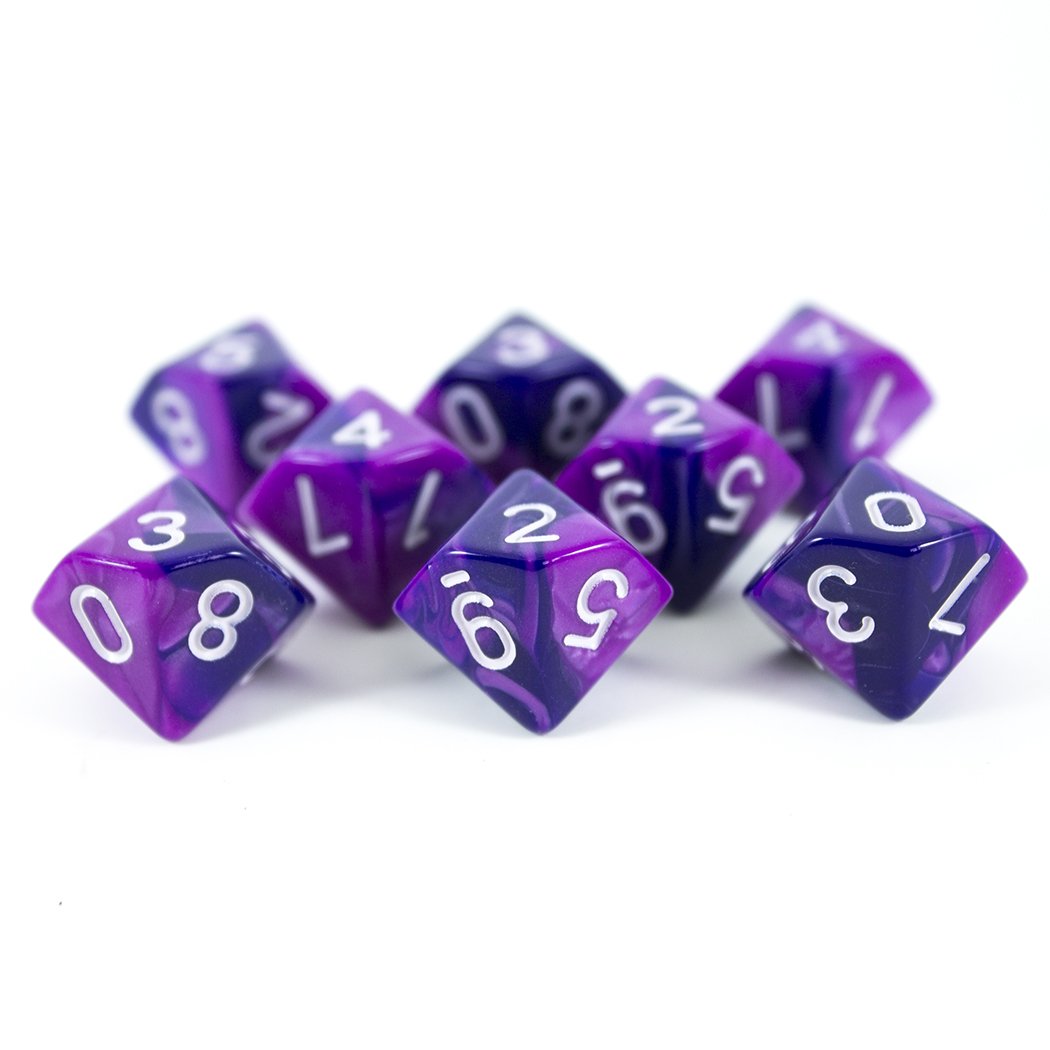 'Purple Worm' Purple and Blue 8 D10 Dice Set
