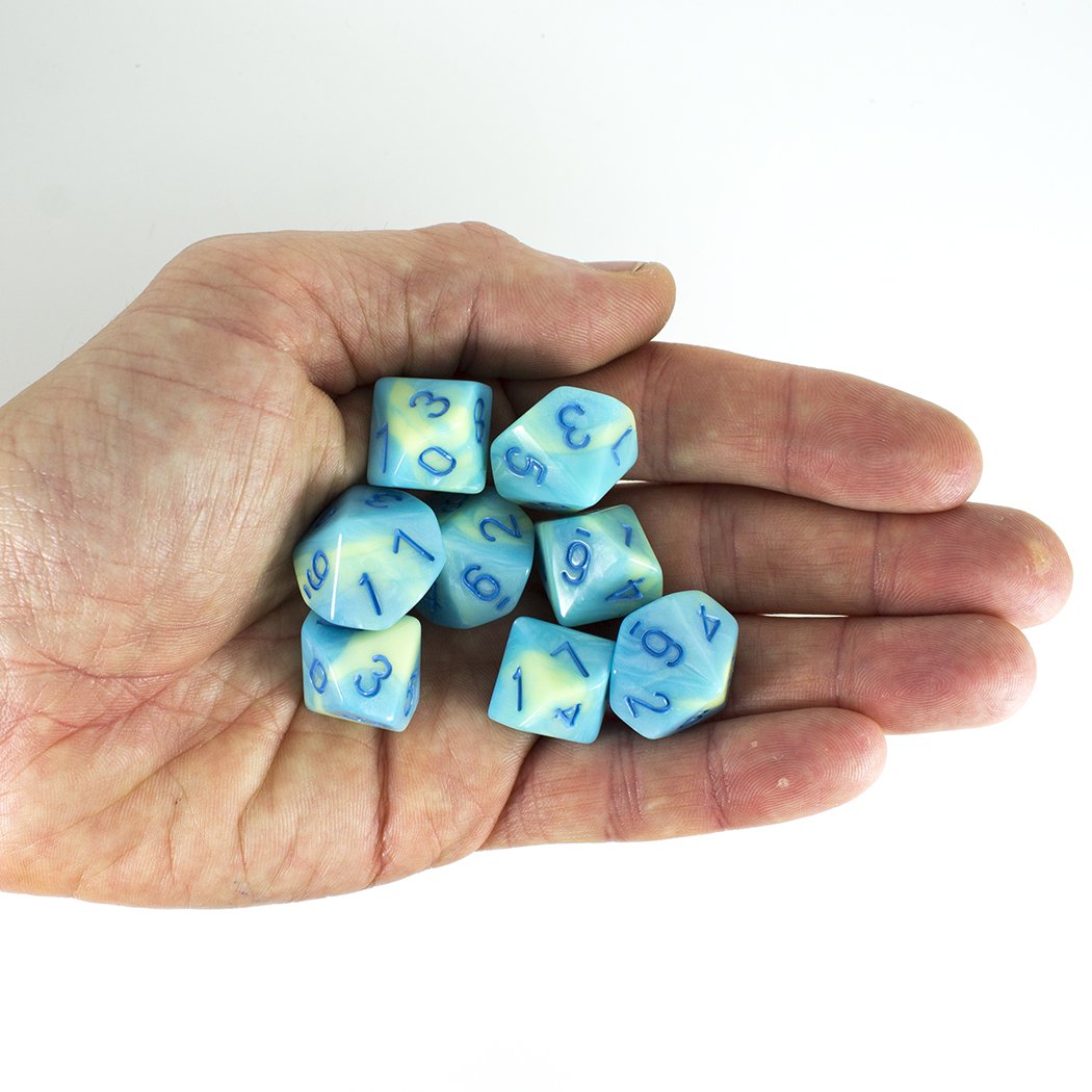 'Blue Mist' Blue and Yellow 8 D10 Dice Set