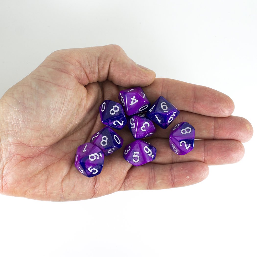 'Purple Worm' Purple and Blue 8 D10 Dice Set