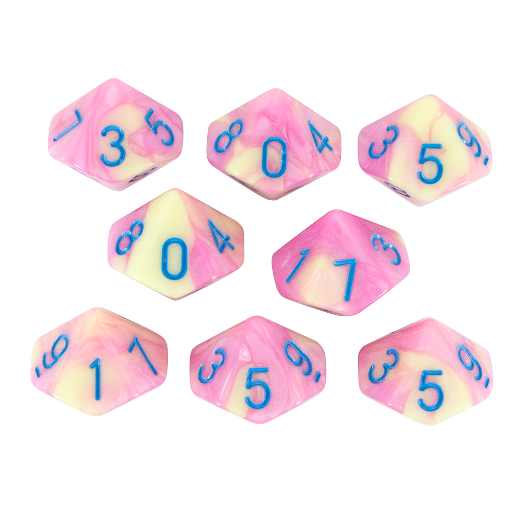 'Love Potion' Pink and Yellow 8 D10 Dice Set