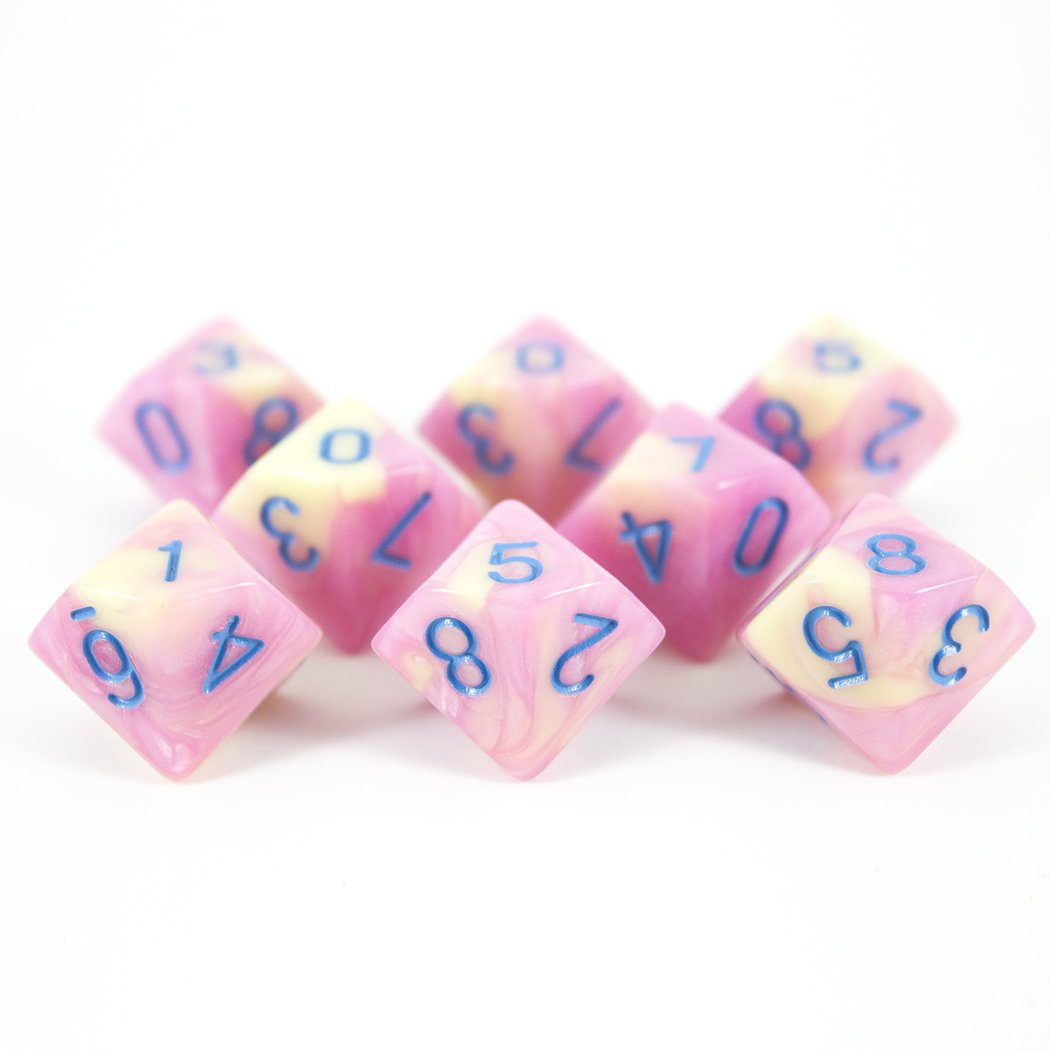 'Love Potion' Pink and Yellow 8 D10 Dice Set