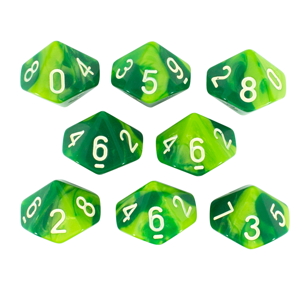'Sylvan Glade' Marbled Green 8 D10 Dice Set