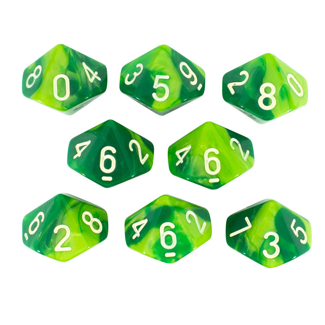 'Sylvan Glade' Marbled Green 8 D10 Dice Set