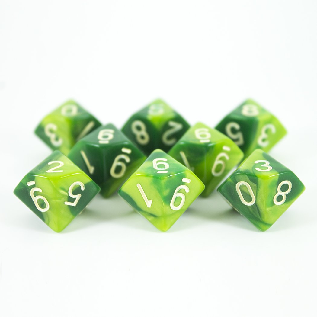 'Sylvan Glade' Marbled Green 8 D10 Dice Set