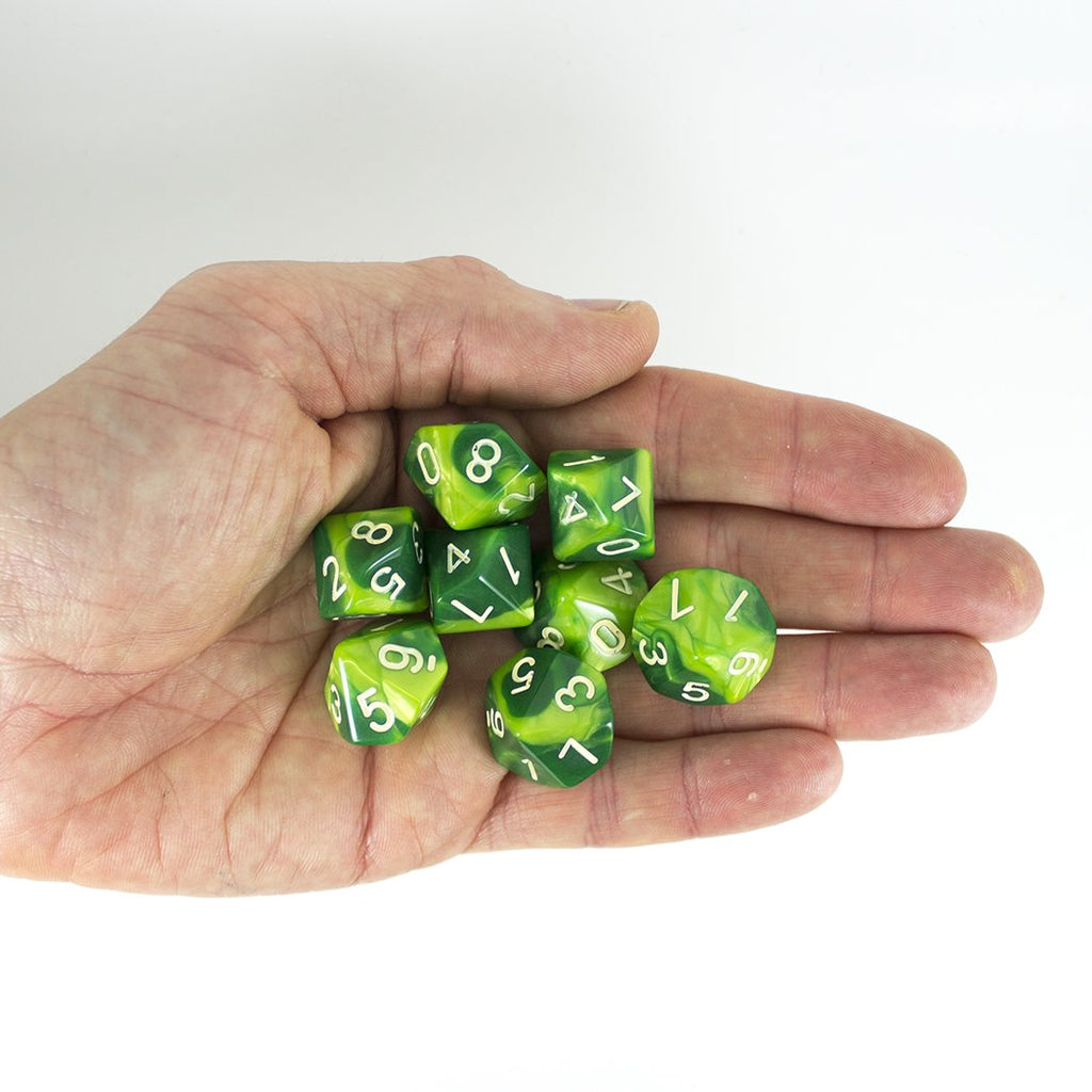 'Sylvan Glade' Marbled Green 8 D10 Dice Set