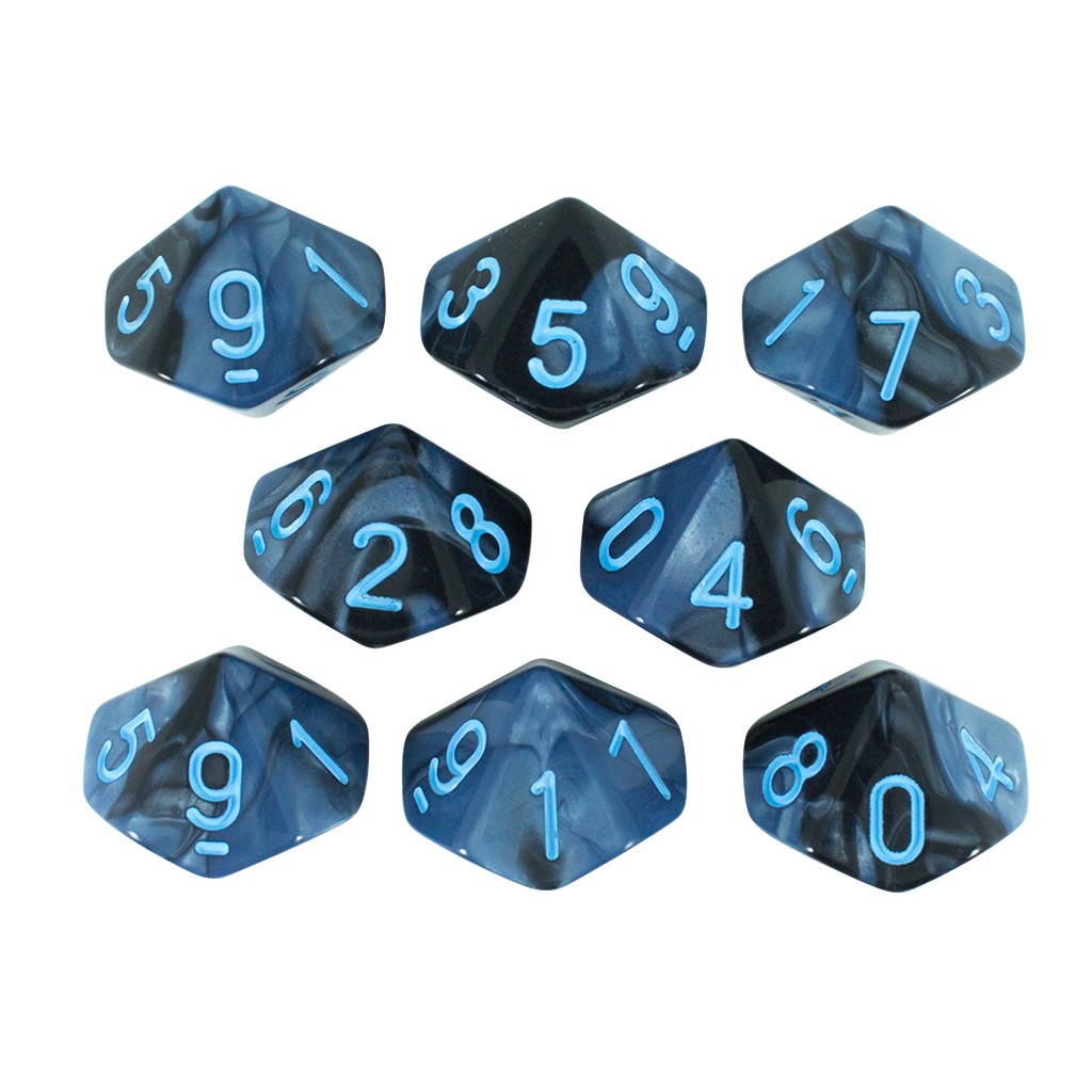 'Storm Lord' Grey and Blue 8 D10 Dice Set