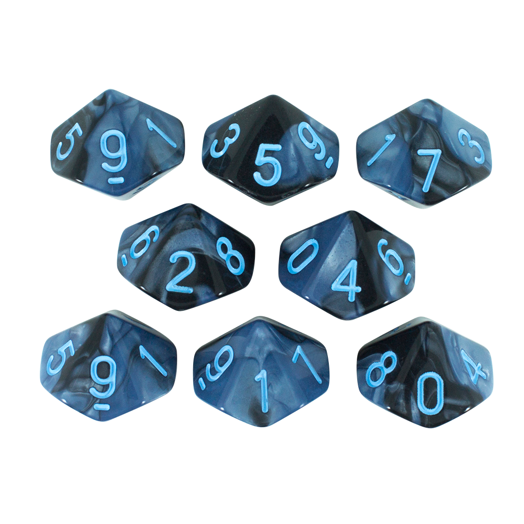'Storm Lord' Grey and Blue 8 D10 Dice Set