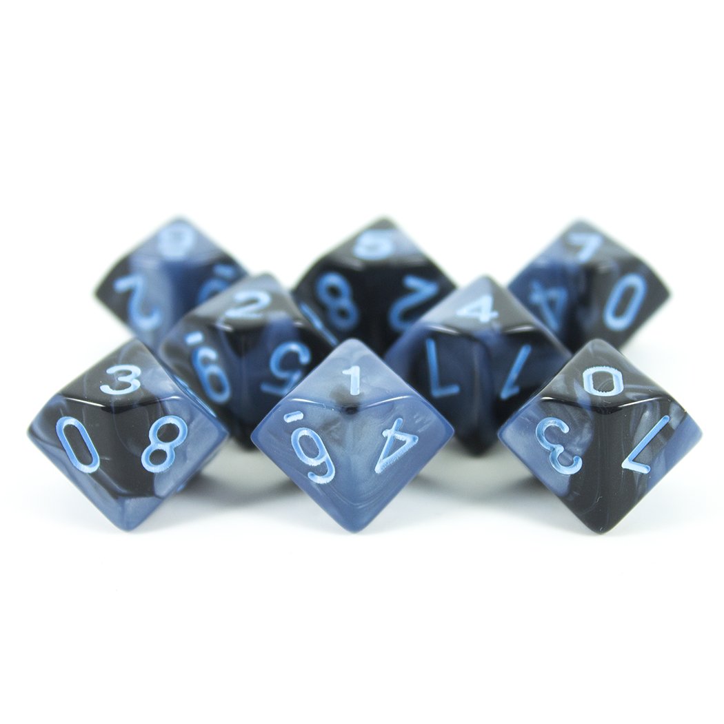 'Storm Lord' Grey and Blue 8 D10 Dice Set