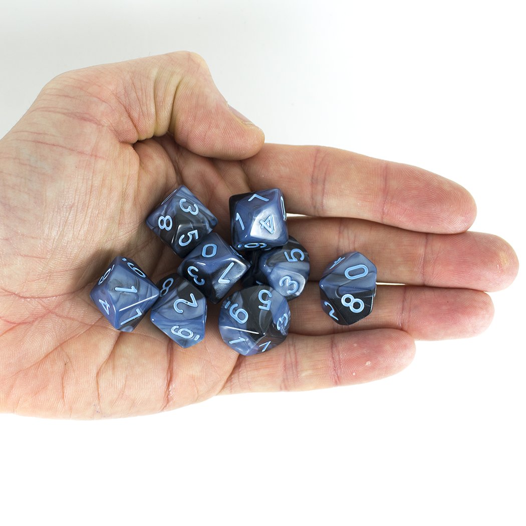 'Storm Lord' Grey and Blue 8 D10 Dice Set