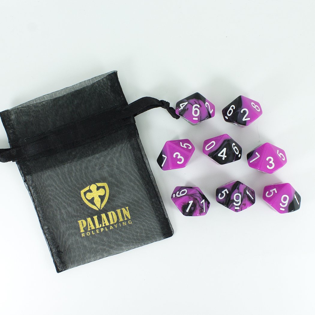 'Succubus' Pink and Black 8 D10 Dice Set