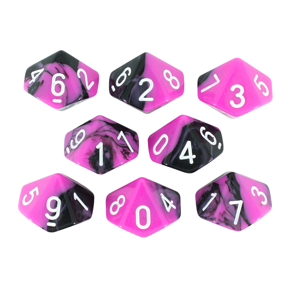 'Succubus' Pink and Black 8 D10 Dice Set